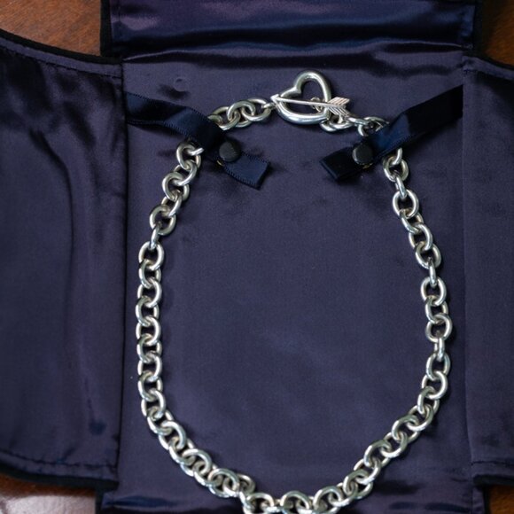 Rare retired Tiffany & Co Arrow Heart Chain Toggle Necklace Sterling Silver 925 - Picture 5 of 6